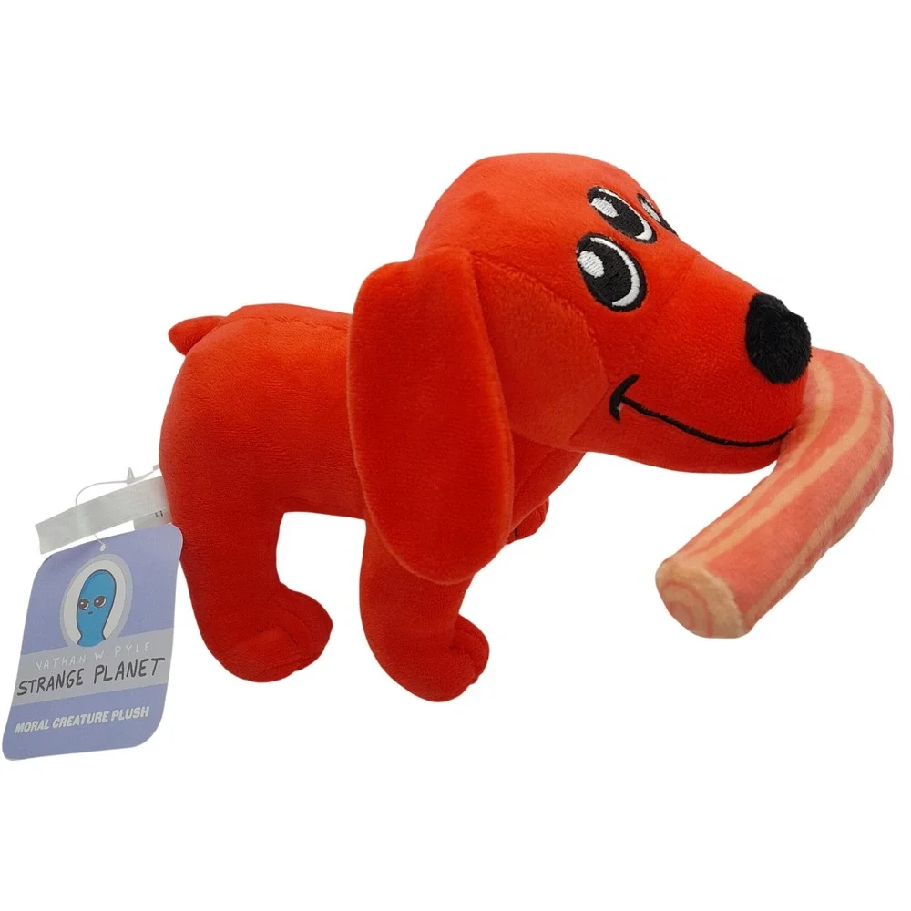 Nathan W Pyle Strange Planet Moral Creature Plush Red Three Eyed Dog with Bacon